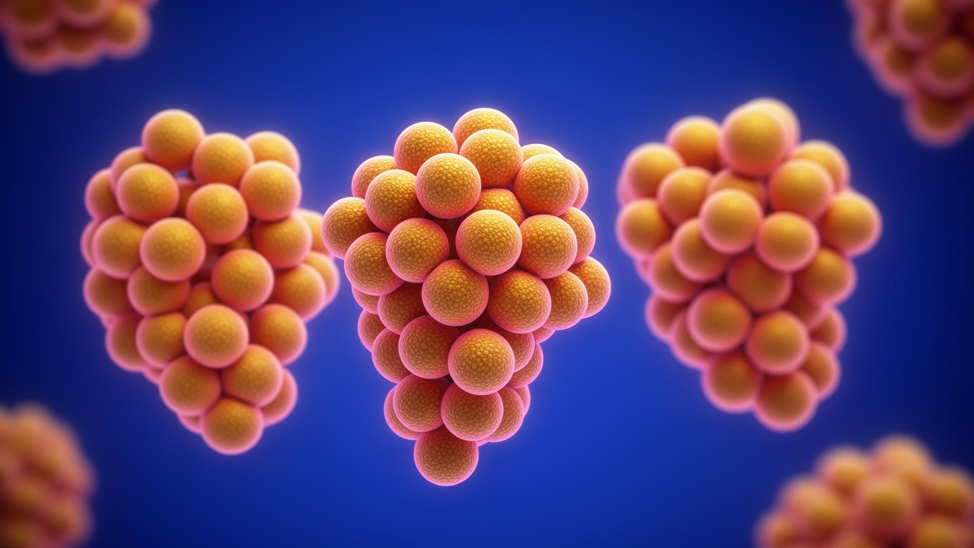Microscopic illustration of MRSA (Staphylococcus aureus) bacteria